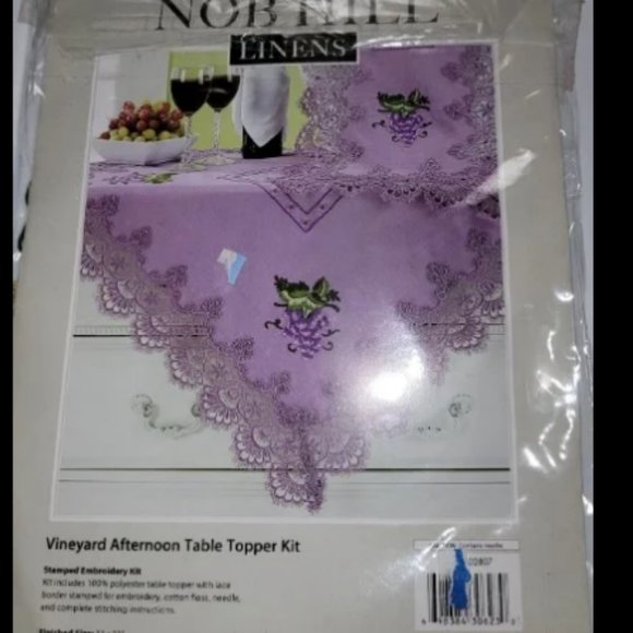 Nob Hill Vineyard Afternoon Table Topper Kit Stamped Cross Stitch Purple - Picture 4 of 4